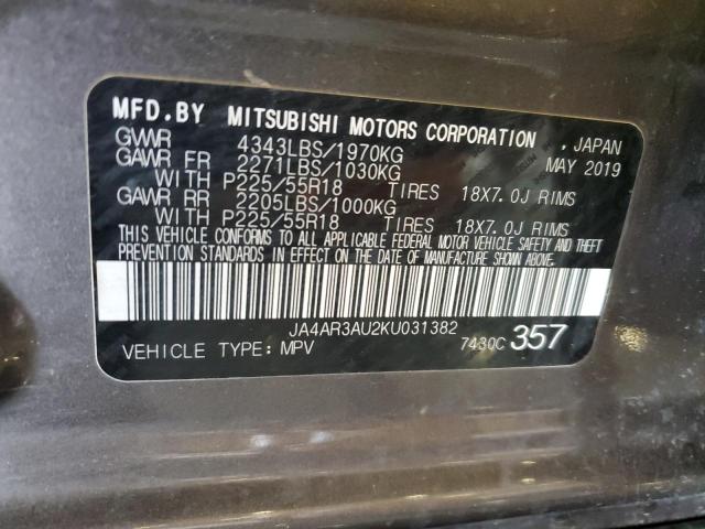 JA4AR3AU2KU031382 Mitsubishi Outlander Sport Es