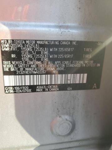 2T3ZFREV7HW403267 Toyota RAV4 LE