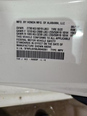5FNRL6H98JB046361 Honda Odyssey Elite