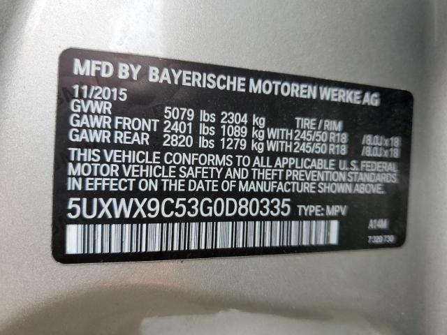 5UXWX9C53G0D80335 BMW X3 Xdrive28i