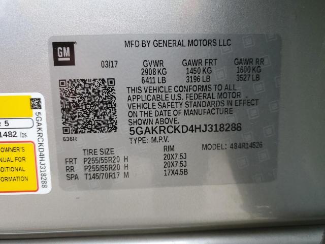 5GAKRCKD4HJ318288 Buick Enclave