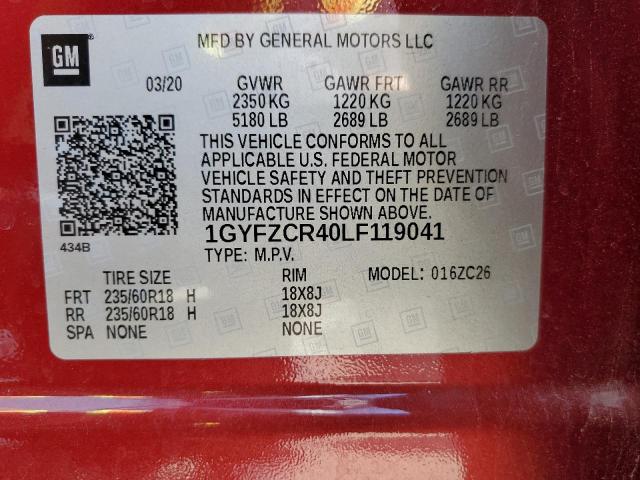 1GYFZCR40LF119041 Cadillac Xt4 Premium Luxury