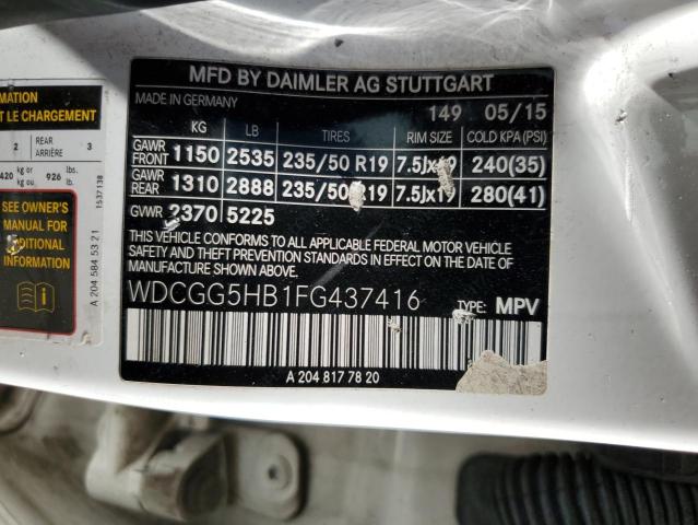WDCGG5HB1FG437416 Mercedes-Benz GLK 350