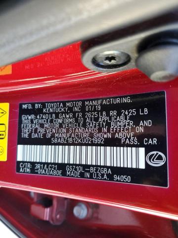 58ABZ1B12KU021992 Lexus ES 350