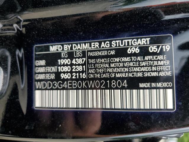 WDD3G4EB0KW021804 Mercedes-Benz A 220