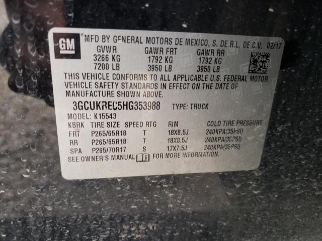 3GCUKREC5HG353988 Chevrolet Silverado K1500 Lt