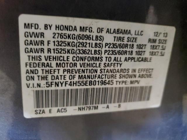 5FNYF4H55EB019645 Honda PILOT EXL