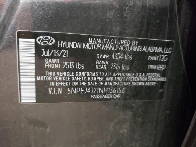 5NPEJ4J21NH136156 Hyundai Sonata Sel Plus