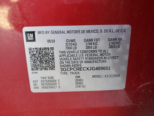 3GCPCRECXJG409651 Chevrolet Silverado C1500 Lt