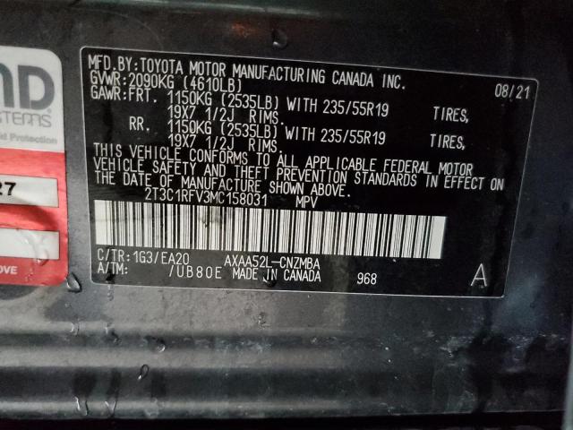 2T3C1RFV3MC158031 Toyota Rav4 Xle Premium