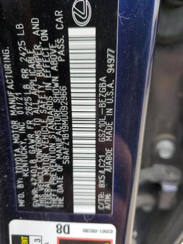 58AFZ1B19MU092966 Lexus Es 350 Base