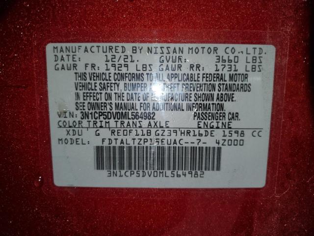 3N1CP5DV0ML564982 Nissan KICKS SR