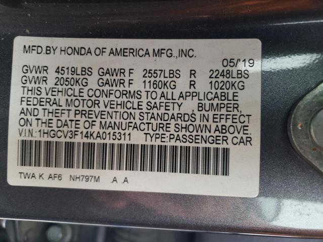 1HGCV3F14KA015311 Honda ACCORD HYBRID