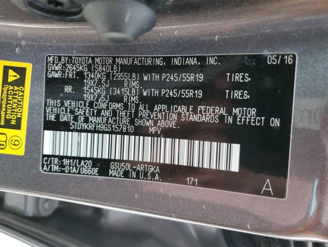 5TDYKRFH9GS157810 Toyota Highlander