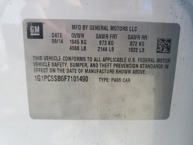 1G1PC5SB6F7101490 Chevrolet CRUZE LT