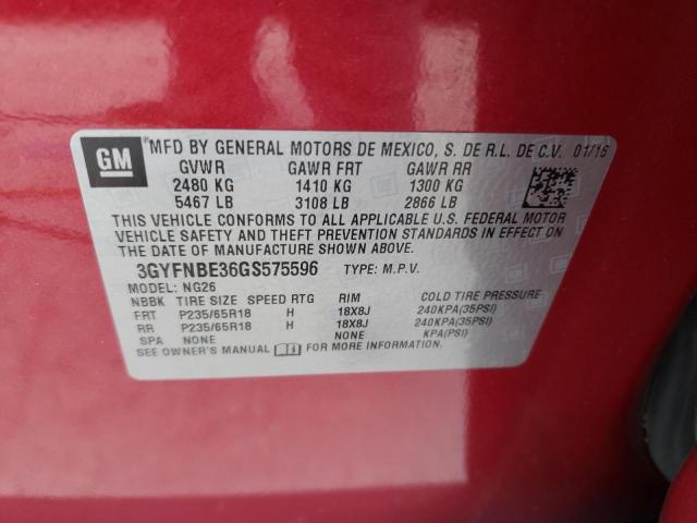 3GYFNBE36GS575596 Cadillac Srx Luxury Collection