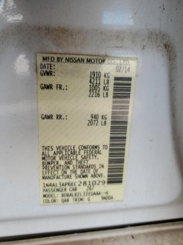 1N4AL3AP6EC281029 Nissan ALTIMA 2.5