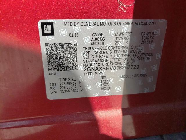 2GNAXSEV8J6257729 Chevrolet EQUINOX LT