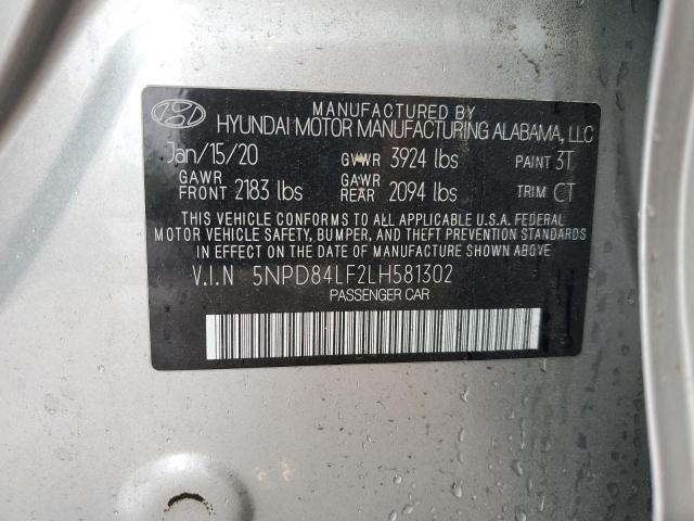 5NPD84LF2LH581302 Hyundai ELANTRA SEL
