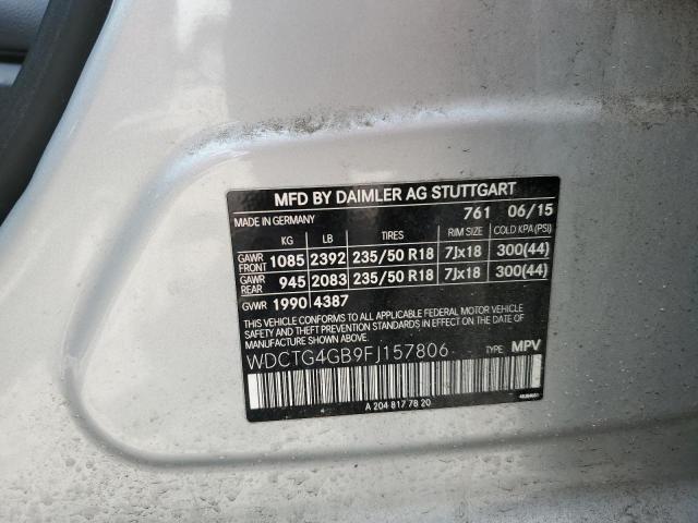 WDCTG4GB9FJ157806 Mercedes-Benz Gla 250 4matic