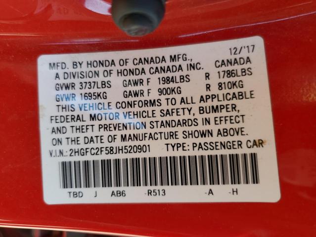 2HGFC2F58JH520901 Honda Civic Lx