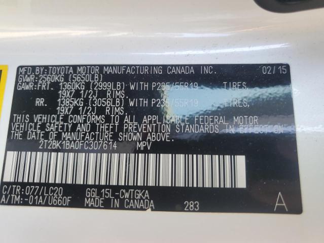2T2BK1BA0FC307614 Lexus Rx 350 Base