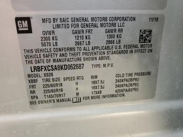 LRBFXCSA8KD062687 Buick Envision Essence