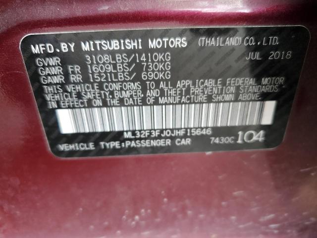 ML32F3FJ0JHF15646 Mitsubishi Mirage G4 Es