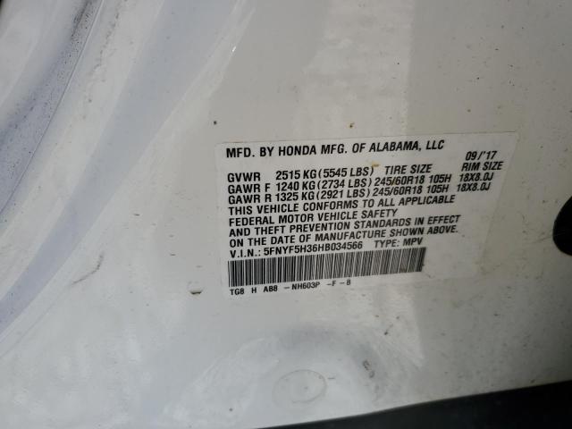 5FNYF5H36HB034566 Honda Pilot Ex