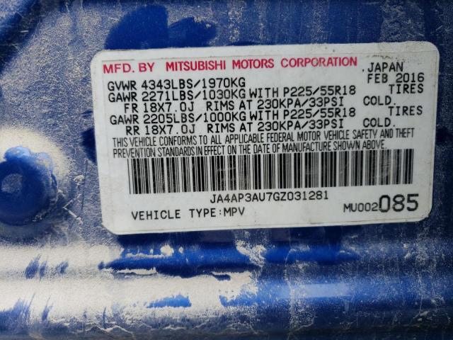 JA4AP3AU7GZ031281 Mitsubishi Outlander Sport Es