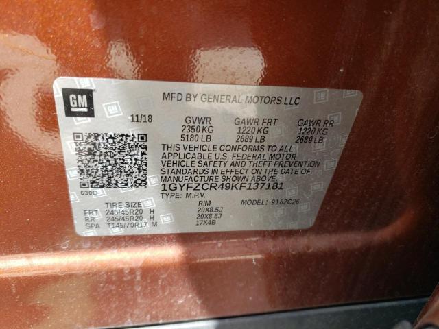1GYFZCR49KF137181 Cadillac Xt4 Premium Luxury