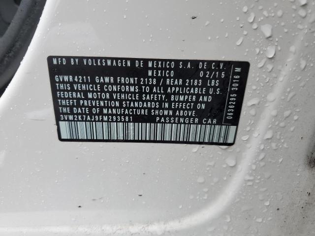 3VW2K7AJ9FM293581 Volkswagen JETTA BASE