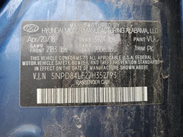 5NPD84LF2JH352793 Hyundai ELANTRA SEL