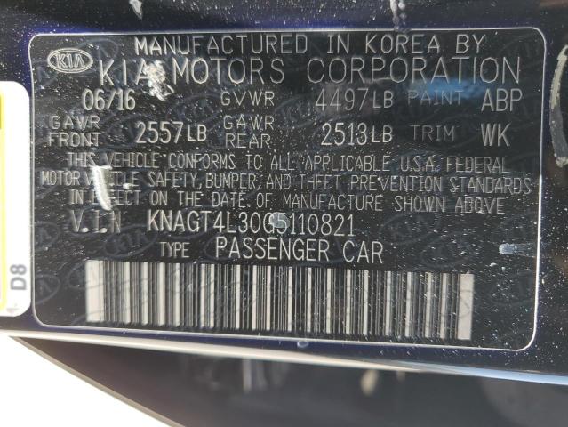 KNAGT4L30G5110821 KIA Optima Lx