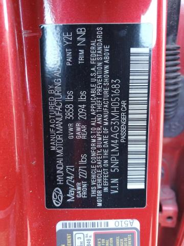 5NPLM4AG3MH051683 Hyundai ELANTRA SEL