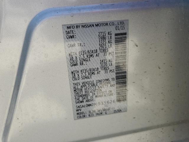 5N1AL0MM2FC515626 Infiniti QX60