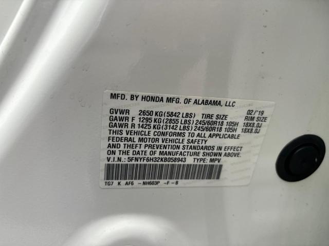 5FNYF6H32KB058943 Honda Pilot Ex