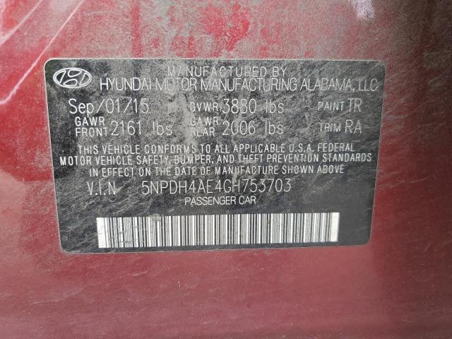 5NPDH4AE4GH753703 Hyundai ELANTRA SE