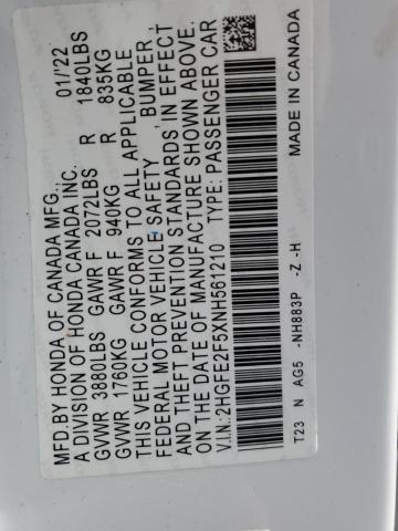 2HGFE2F5XNH561210 Honda Civic Sport