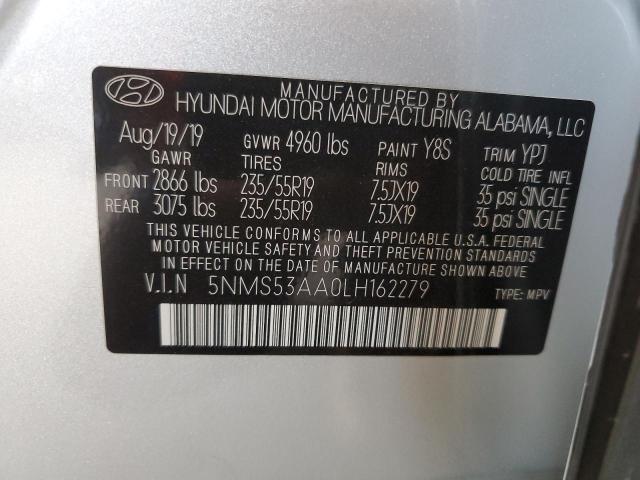 5NMS53AA0LH162279 Hyundai Santa Fe Limited
