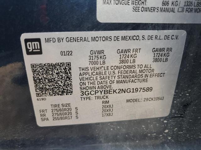 3GCPYBEK2NG197589 Chevrolet Silverado Ltd K1500 Custom