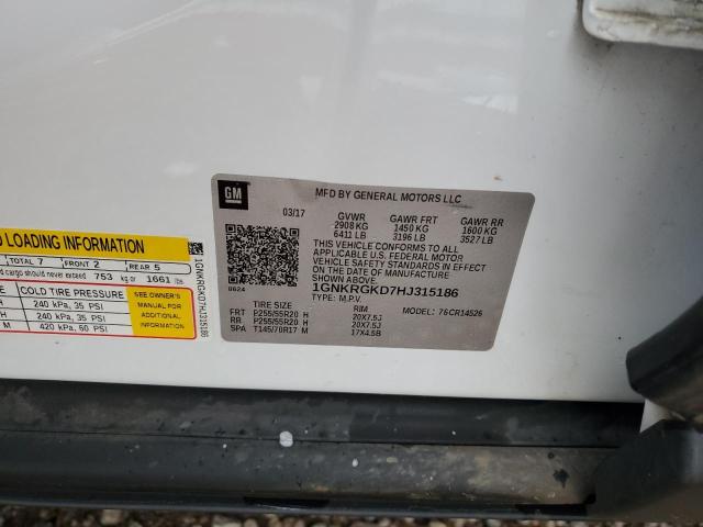 1GNKRGKD7HJ315186 Chevrolet Traverse Lt