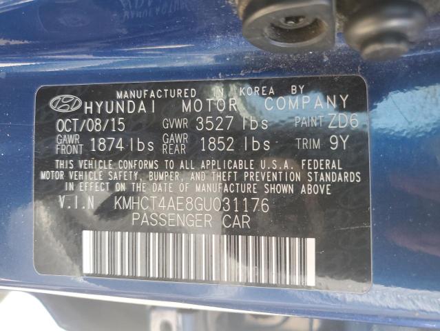 KMHCT4AE8GU031176 Hyundai ACCENT SE