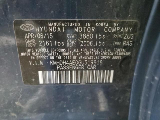 KMHDH4AE0GU519818 Hyundai ELANTRA SE