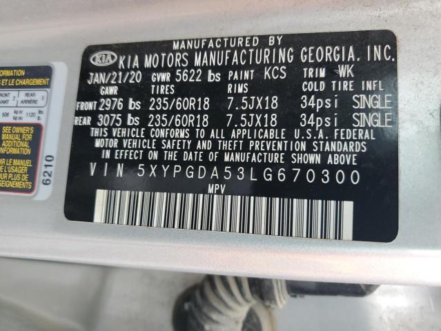 5XYPGDA53LG670300 KIA SORENTO S
