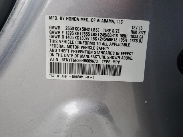 5FNYF6H36HB009673 Honda Pilot Ex
