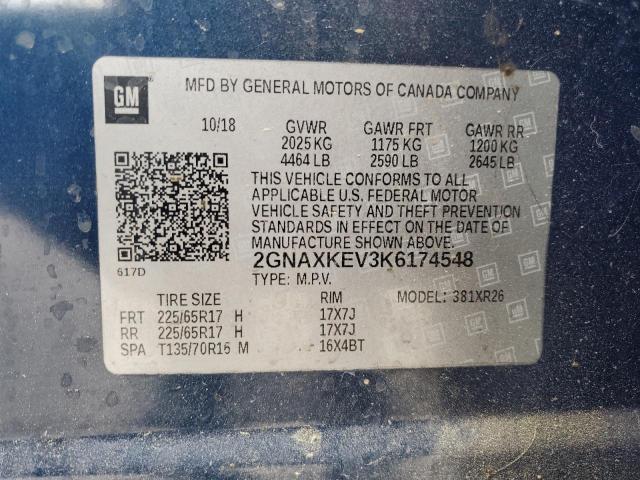 2GNAXKEV3K6174548 Chevrolet EQUINOX LT