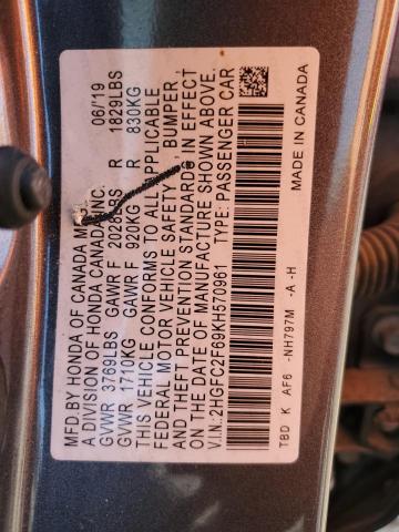 2HGFC2F69KH570961 Honda Civic Lx