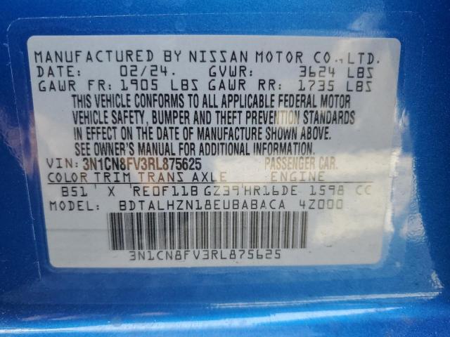 3N1CN8FV3RL875625 Nissan VERSA SR