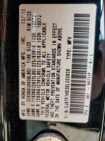 5J6TF1H53EL000639 Honda Crosstour Exl